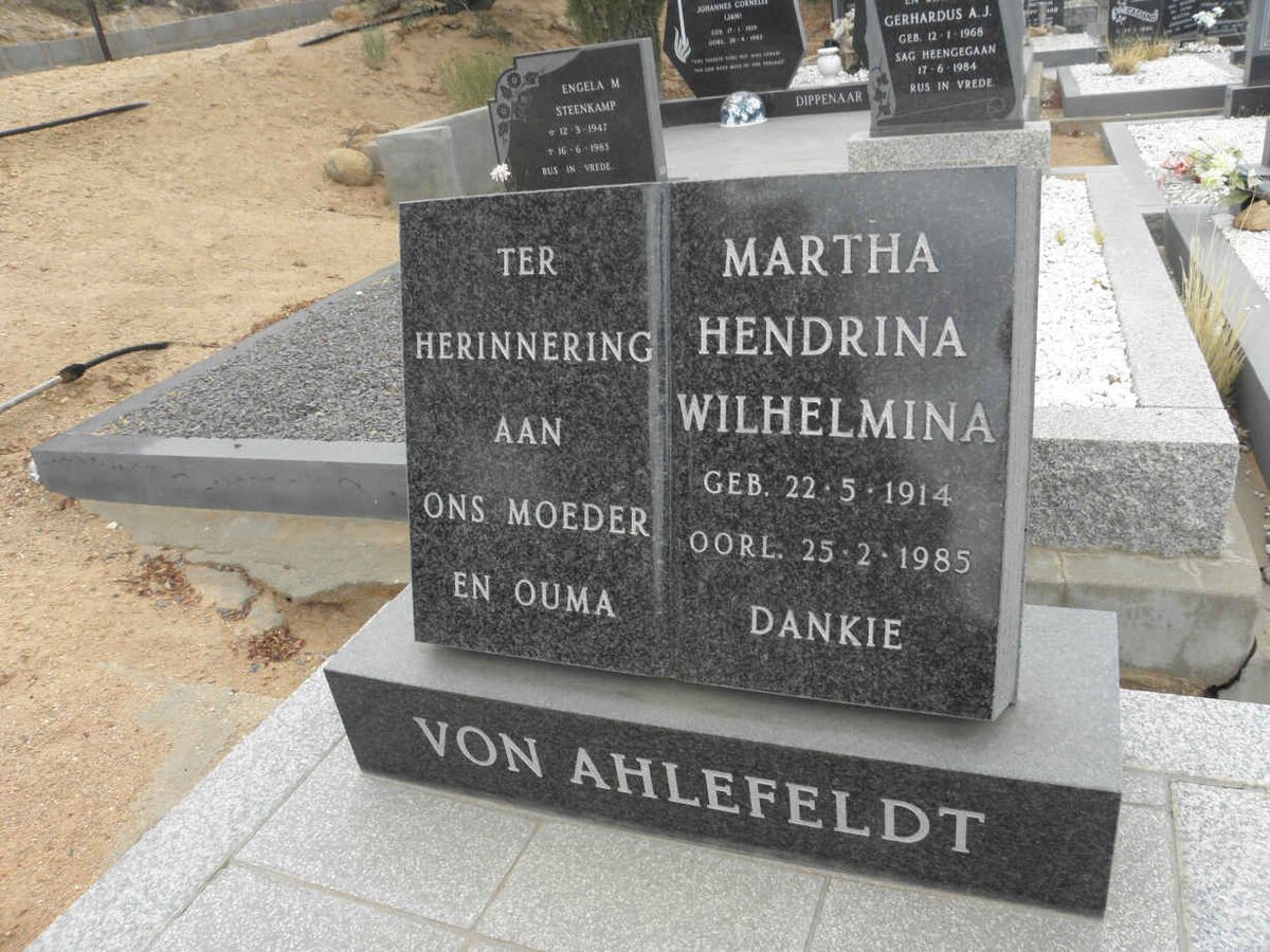 AHLEFELDT Martha Hendrina Wilhelmina, von 1914-1985