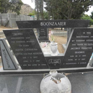 BOONZAAIER Jacobus Francois Erasmus 1895-1987 &amp; Aletta Catharina VAN NIEKERK 1907-1997