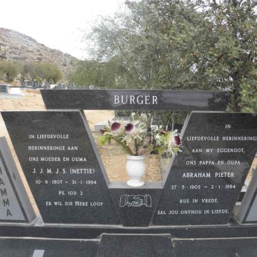 BURGER Abraham Pieter 1903-1984 &amp; J.J.M.J.S. 1907-1994