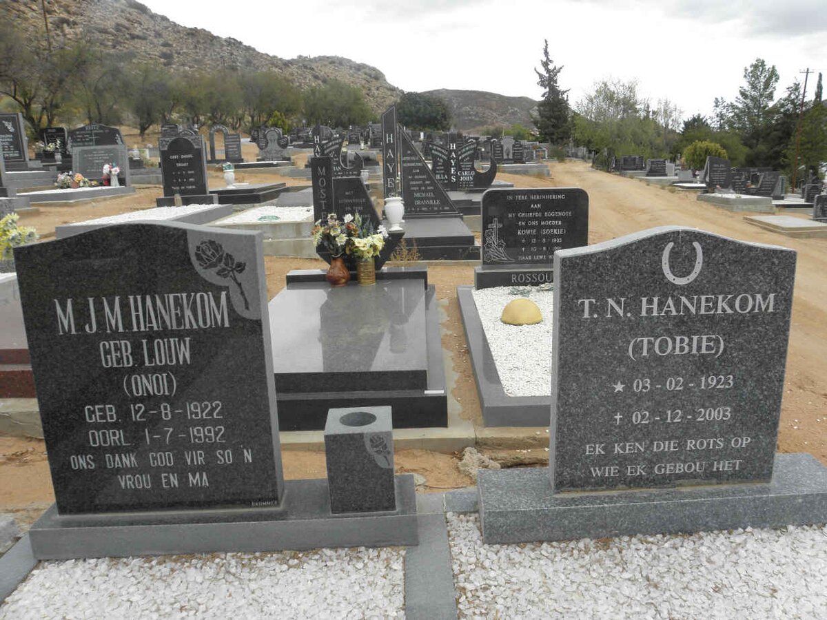 HANEKOM T.N. 1923-2003 &amp; M.J.M. LOUW 1922-1992