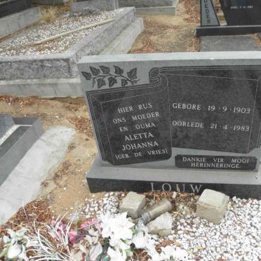 LOUW Aletta Johanna nee DE VRIES 1903-1983