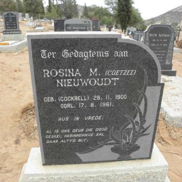 NIEUWOUDT Rosina M. previously COETZEE nee COCKRELL 1900-1961