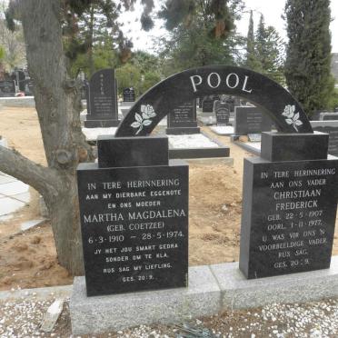 POOL Christiaan Frederick 1907-1977 &amp; Martha Magdalena COETZEE 1910-1974