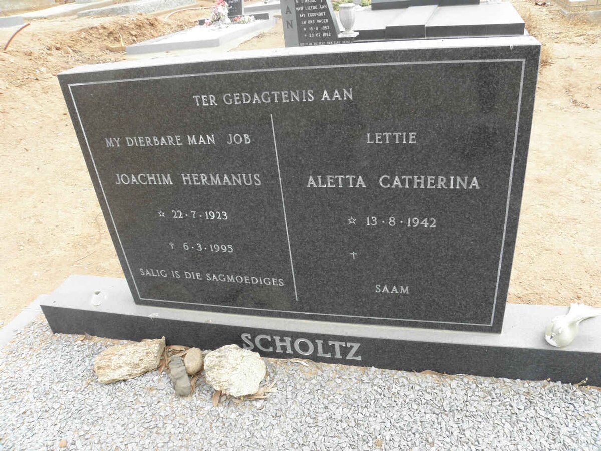 SCHOLTZ Joachim Hermanus 1923-1995 &amp; Aletta Catherina 1942-