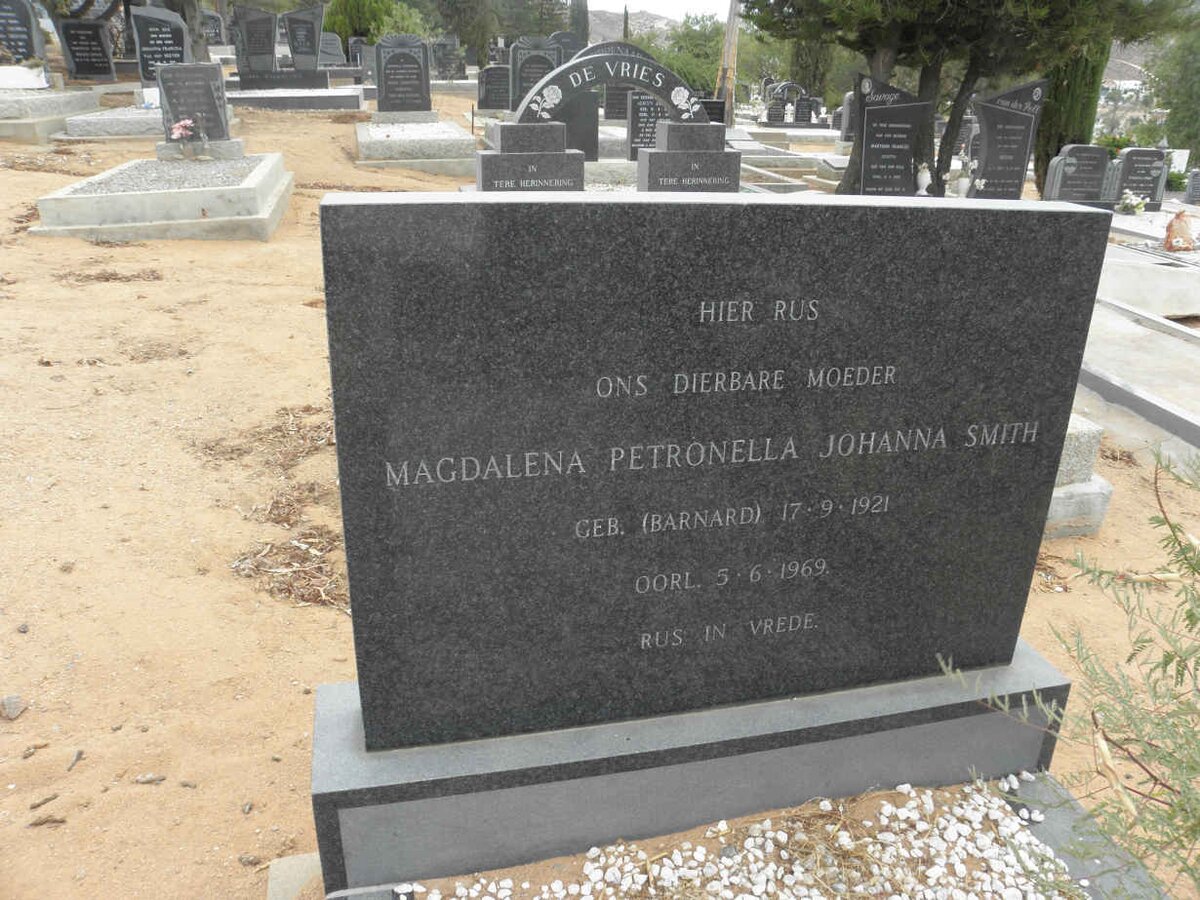 SMITH Magdalena Petronella Johanna nee BARNARD 1921-1969