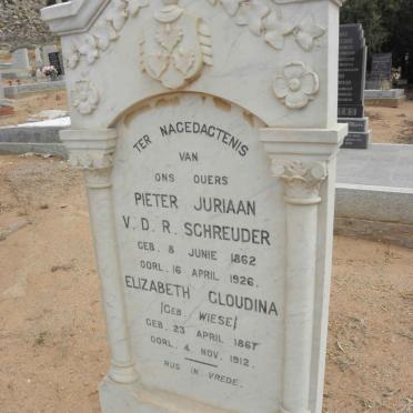 SCHREUDER Pieter Juriaan V.D.R. 1862-1926 &amp; Elizabeth Gloudina WIESE 1867-1912