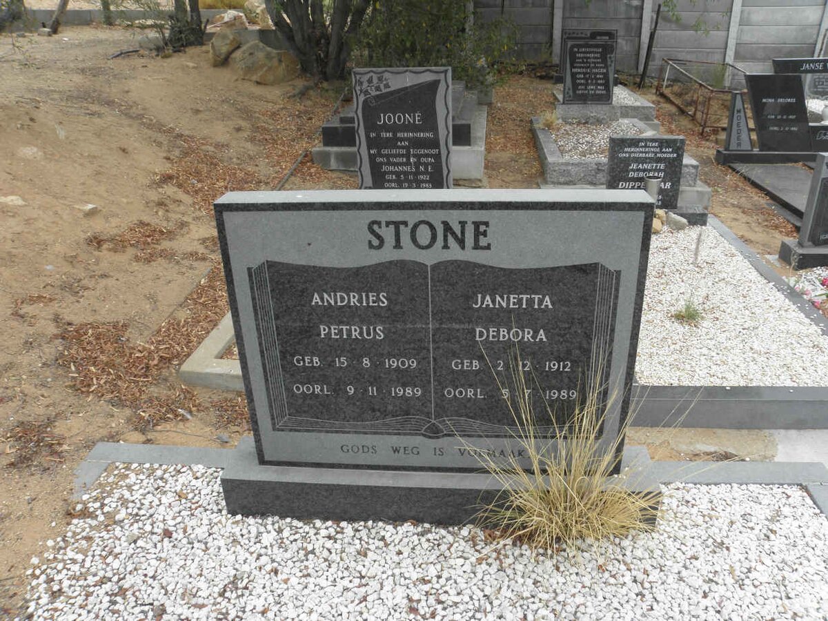 STONE Andries Petrus 1909-1989 &amp; Janetta Debora 1912-1989
