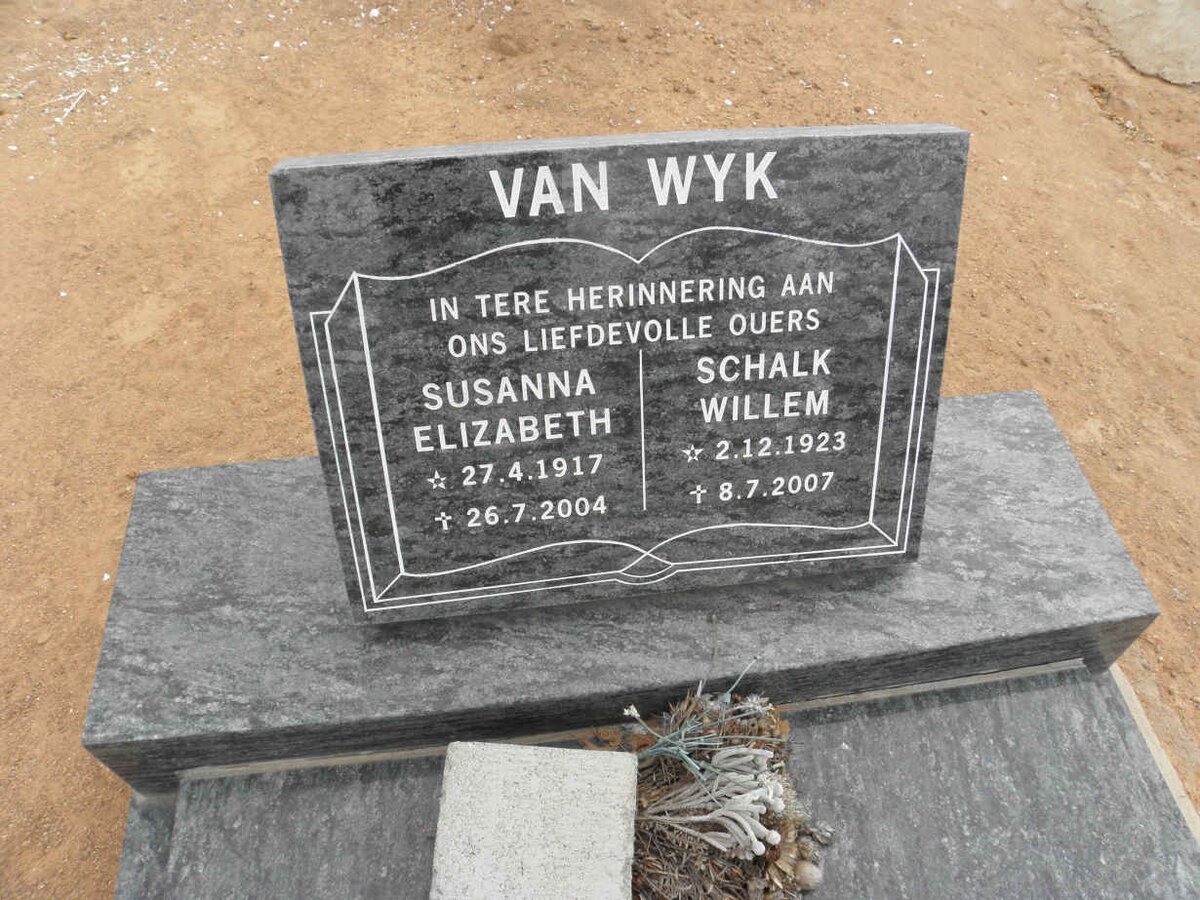 WYK Schalk Willem, van 1923-2007 &amp; Susanna Elizabeth 1917-2004