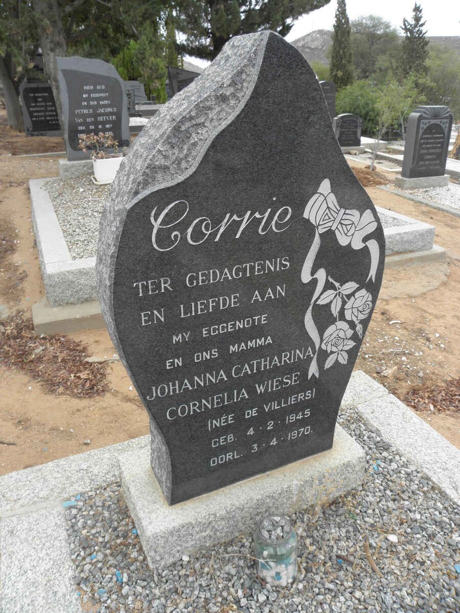 WIESE Johanna Catharina Cornelia nee de VILLIERS 1945-1970