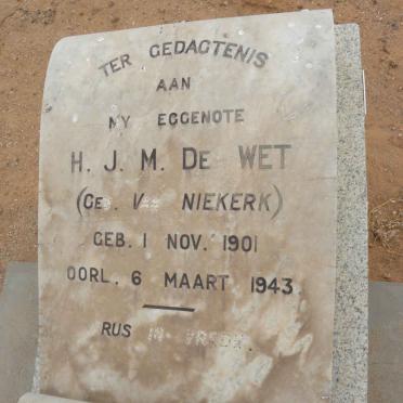 WET H.J.M., de nee VAN NIEKERK 1901-1943