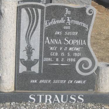 STRAUSS Anna Sophia nee V.D. MERWE 1901-1986