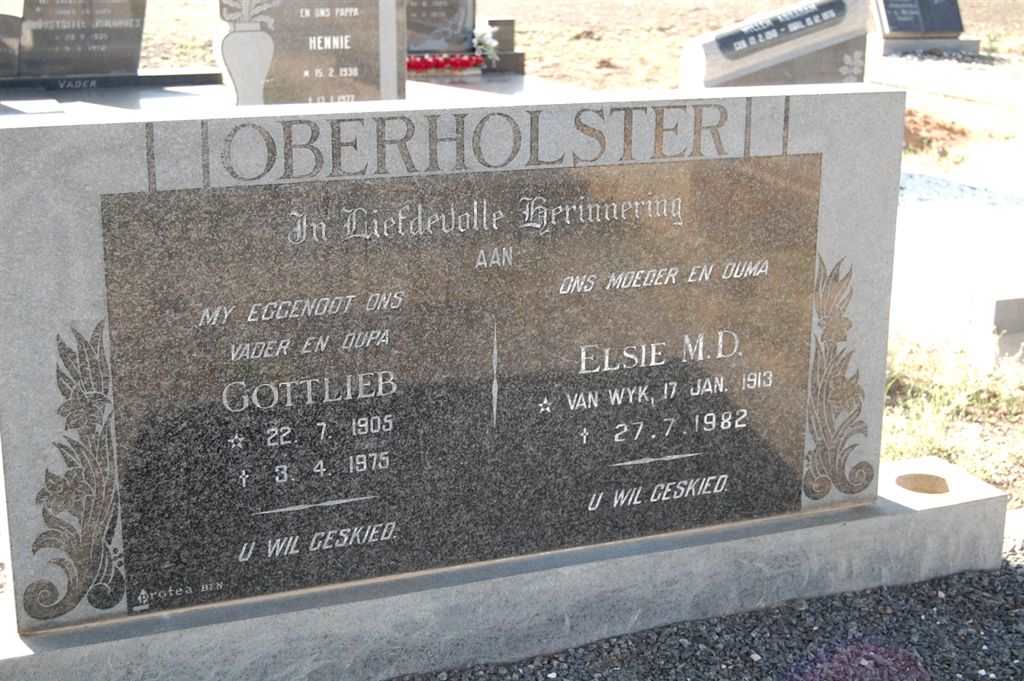 OBERHOLSTER Gottlieb 1905-1975 &amp; Elsie M.D. VAN WYK 1913-1982
