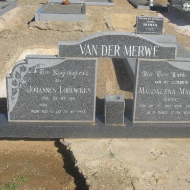 MERWE Johannes Lodewikus, van der 1911- &amp; Magdalena Maria KOTZE 1902-1990