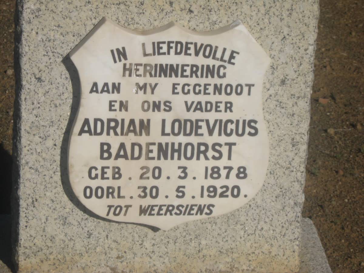 BADENHORST Adrian Lodevicus 1878-1920