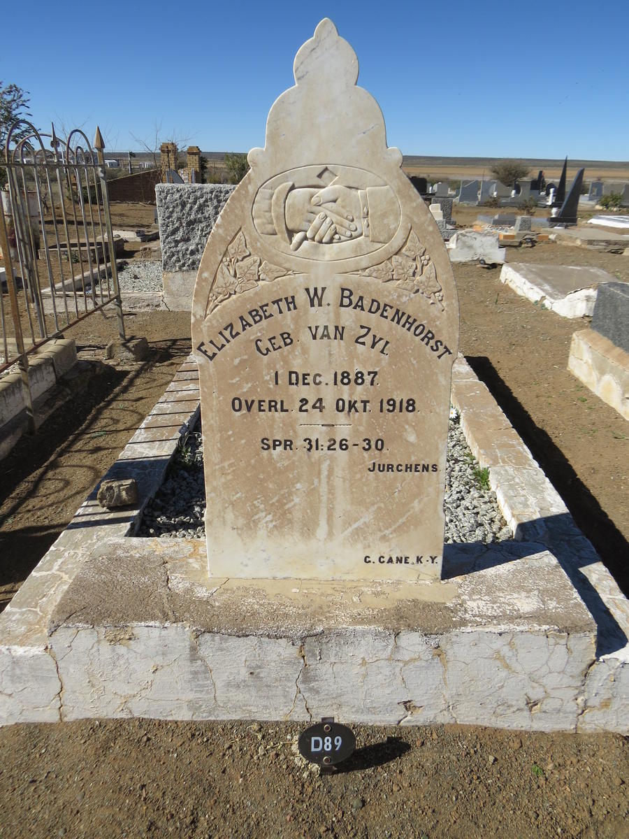 BADENHORST Elizabeth W. nee VAN ZYL 1887-1918