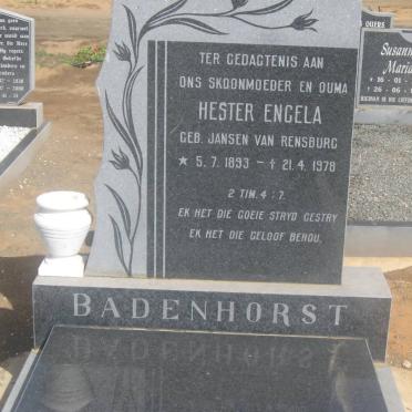 BADENHORST Hester Engela nee Jansen van RENSBURG 1893-1978