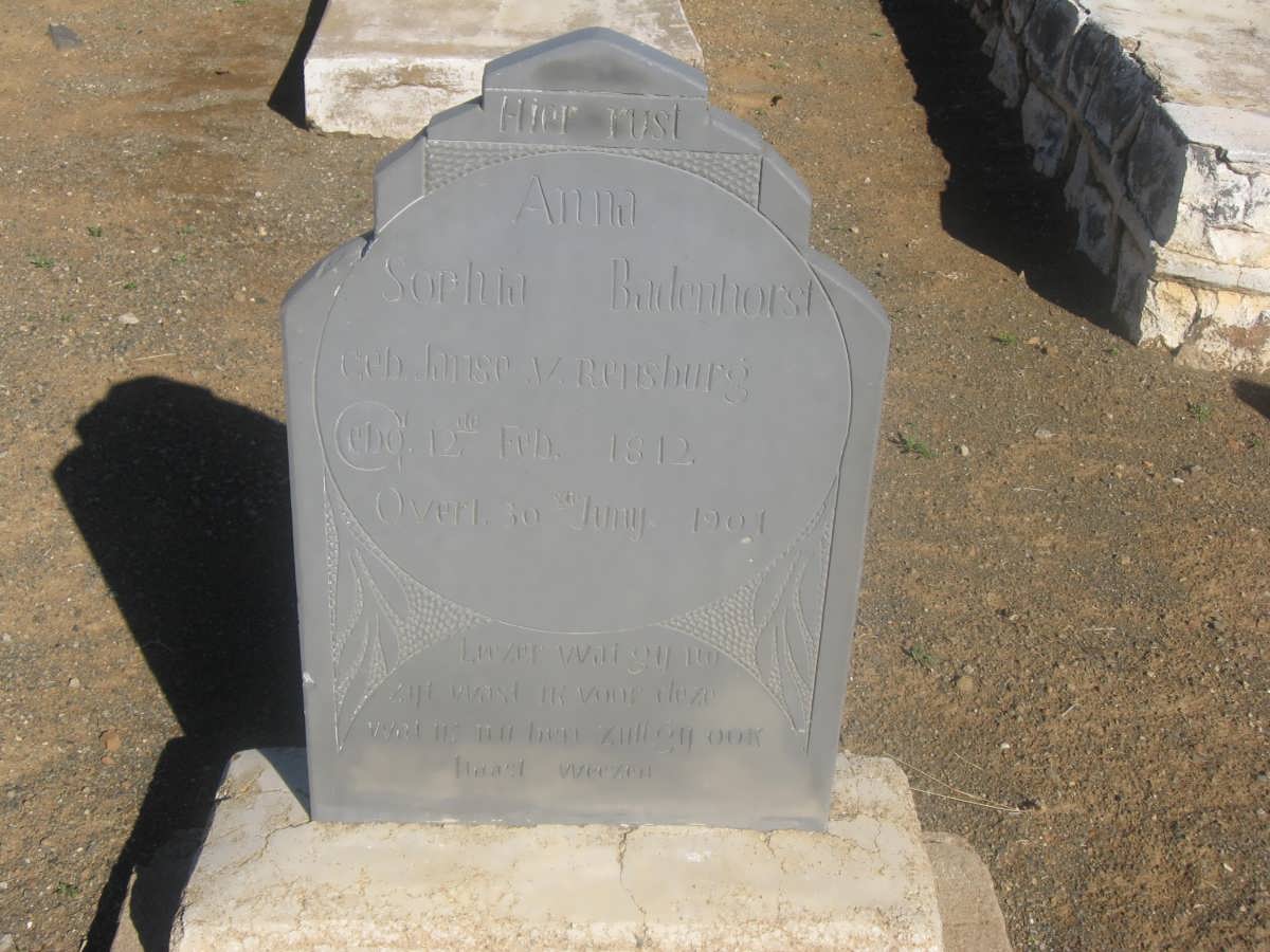 BADENHORST Anna Sophia nee Janse V. RENSBURG 1812-1901