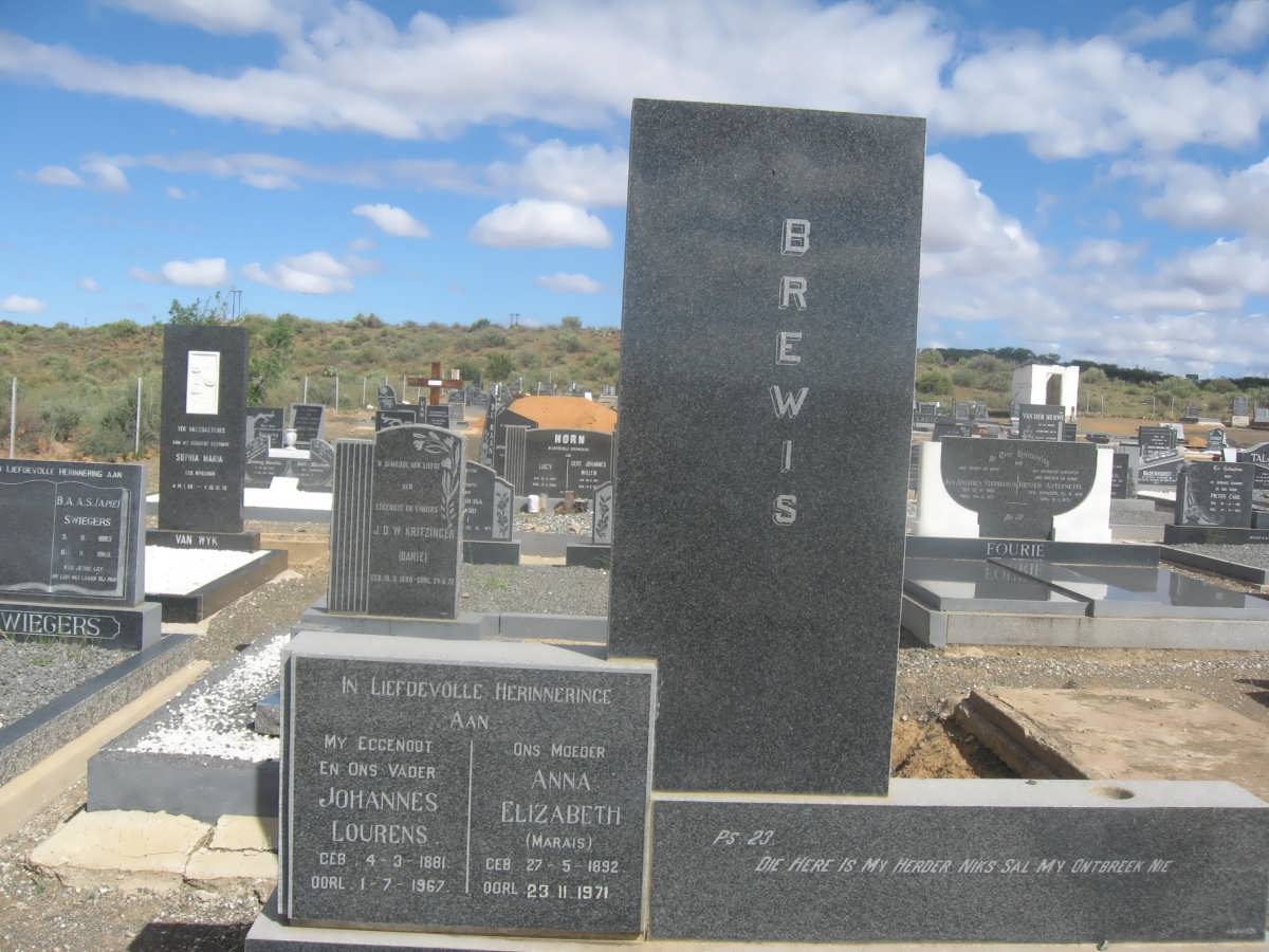 BREWIS Johannes Lourens 1881-1967 &amp; Anna Elizabeth MARAIS 1892-1971