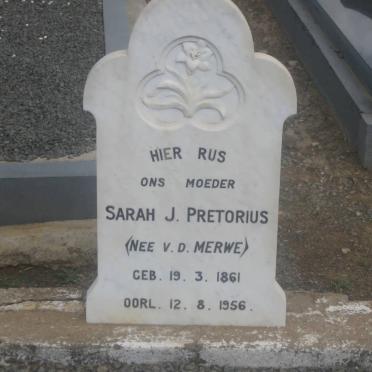 PRETORIUS Sarah J. nee V.D. MERWE 1861-1956