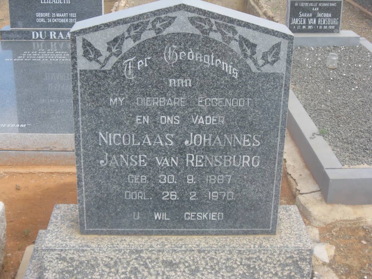 RENSBURG Nicolaas Johannes, Janse van 1887-1970