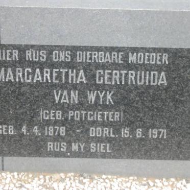 WYK Margaretha Gertruida, van nee POTGIETER 1878-1971