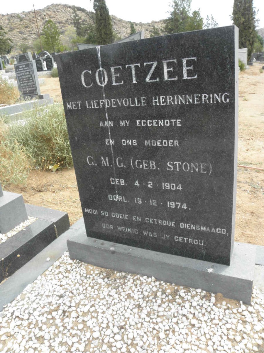 COETZEE G.M.G. nee STONE 1904-1974