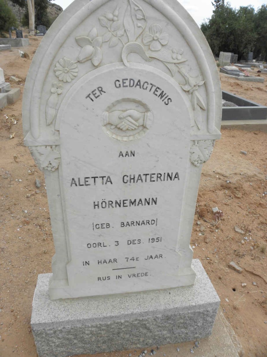 HORNEMANN Aletta Chaterina nee BARNARD -1951