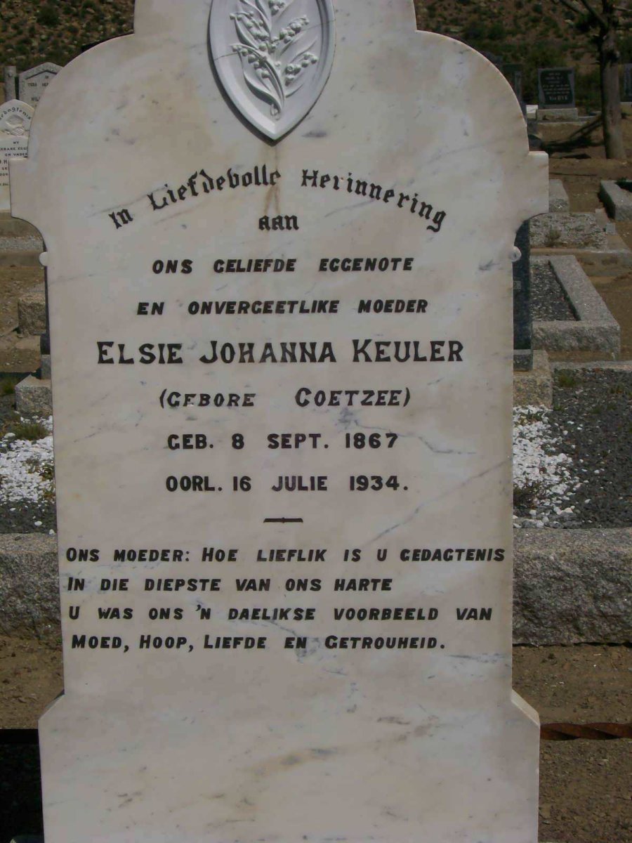 KEULER Elsie Johanna nee COETZEE 1867-1934