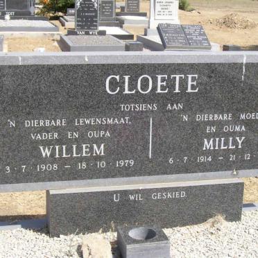 CLOETE Willem 1908-1979 &amp; Milly 1914-1987