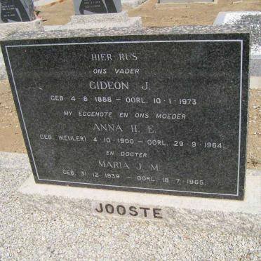 JOOSTE Gideon J. 1888-1973 :: JOOSTE Anna H.E. nee KEULER 1900-1964 :: JOOSTE Maria J.M. 1939-1965