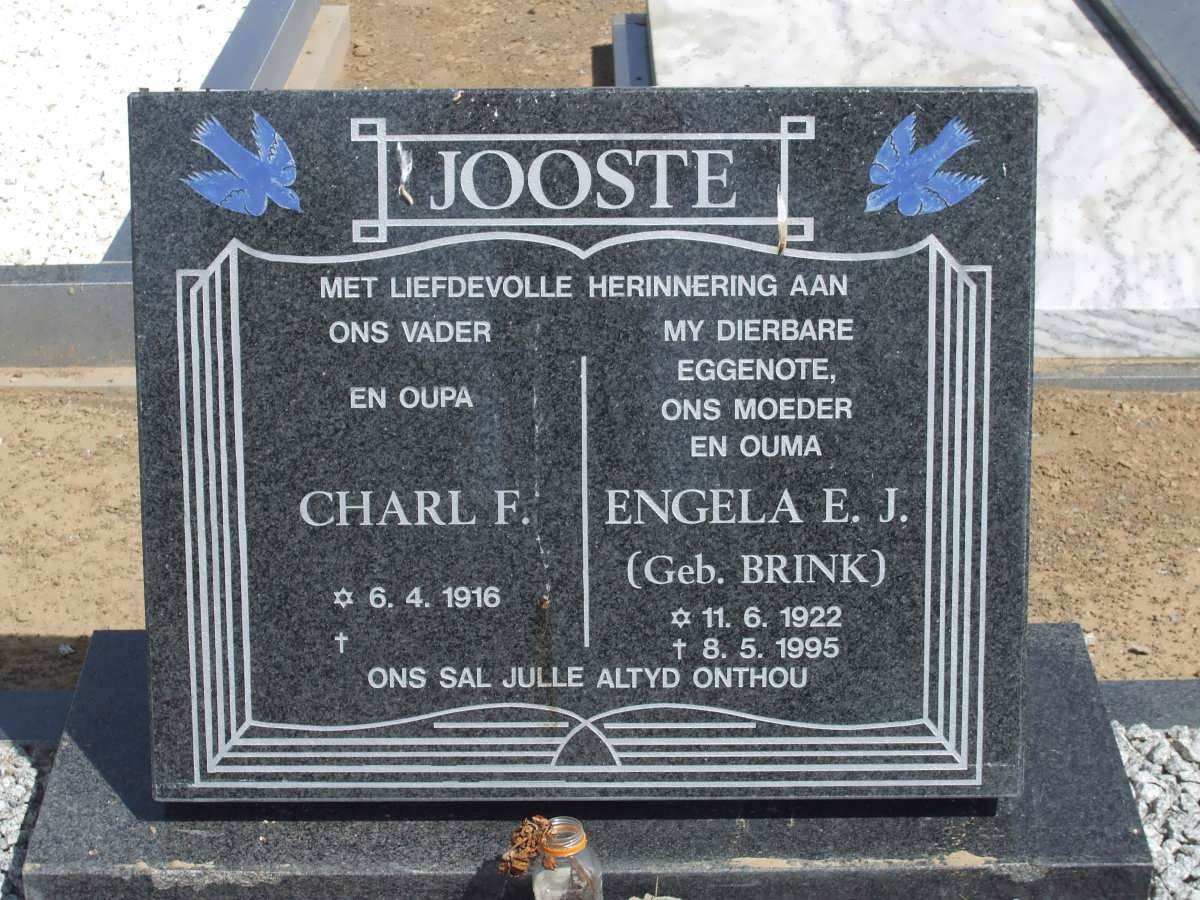 JOOSTE Charl F. 1916- &amp; Engela E.J. BRINK 1922-1995