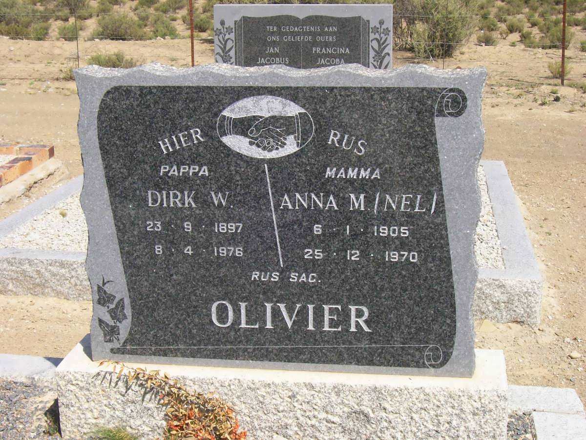 OLIVIER Dirk W. 1897-1976 &amp; Anna M. NEL 1905-1970