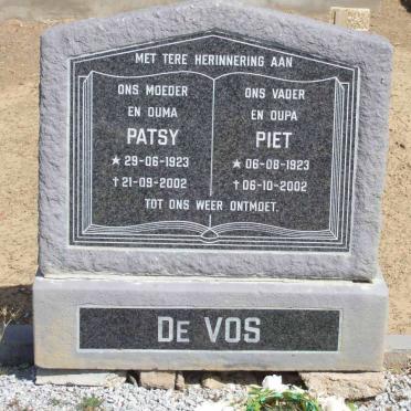 VOS Piet, de 1923-2002 &amp; Patsy 1923-2002