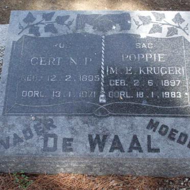 WAAL Gert N.P., de 1895-1971 &amp; M.E. KRUGER 1897-1983