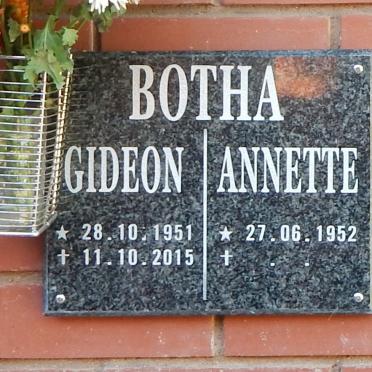 BOTHA Gideon 1951-2015 &amp; Annette 1952-