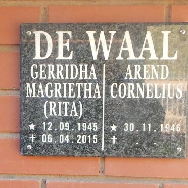 WAAL Arend Cornelius, de 1946- &amp; Gerridha Magrietha 1945-2015