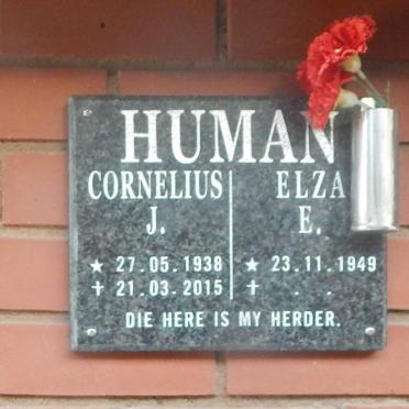 HUMAN Cornelius J. 1938-2015 &amp; Elza E. 1949-
