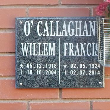 O'CALLAGHAN Willem 1918-2004 &amp; Francis 1924-2014