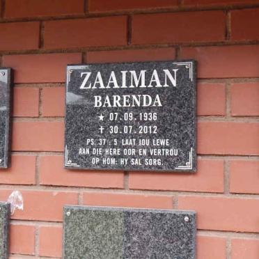 ZAAIMAN Barenda 1936-2012