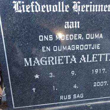 ? Magrieta Aletta 1917-2007