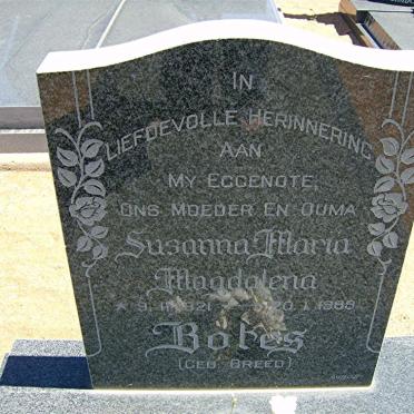 BOTES Susanna Maria Magdalena nee BREED 1921-1988