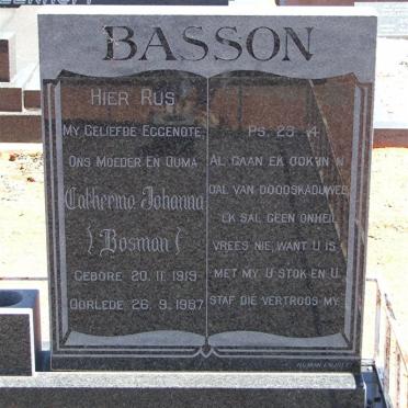 BASSON Catherina Johanna nee BOSMAN 1919-1987