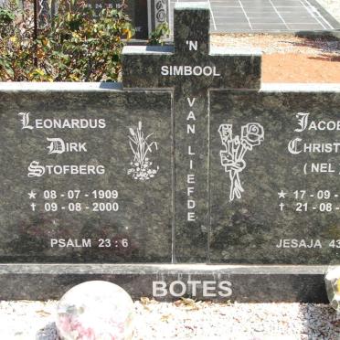 BOTES Leonardus Dirk Stofberg 1909-2000 &amp; Jacoba Christina NEL 1913-2007