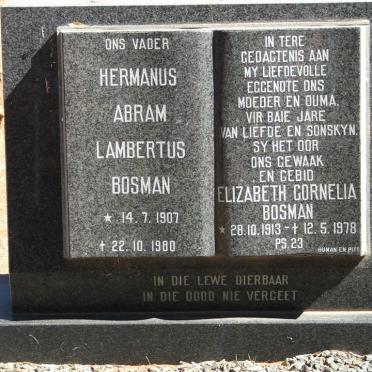 BOSMAN Hermanus Abram Lambertus 1907-1980 &amp; Elizabeth Cornelia 1913-1978