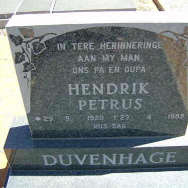 DUVENHAGE Hendrik Petrus 1920-1989