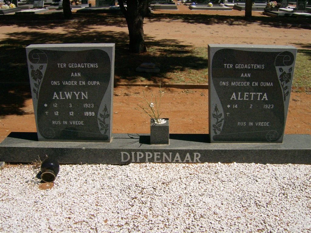 DIPPENAAR Alwyn 1923-1999 &amp; Aletta 1923-
