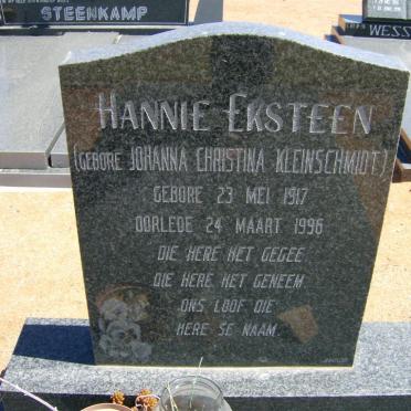 EKSTEEN Johanna Christina nee KLEINSCHMIDT 1917-1996