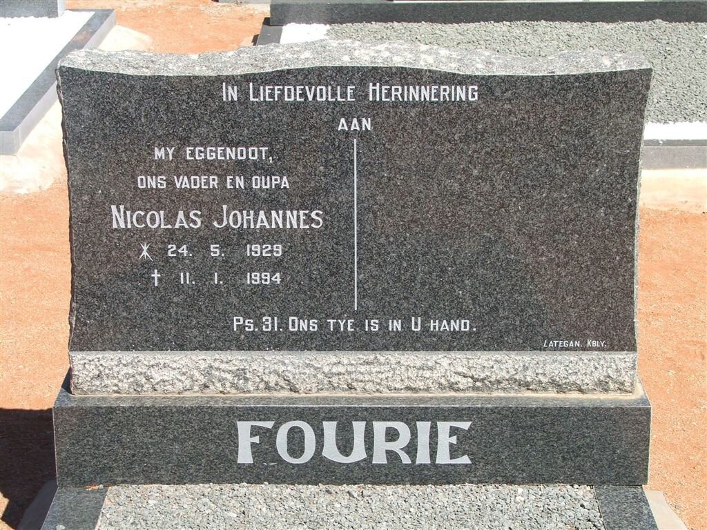 FOURIE Nicolaas Johannes 1929-1994