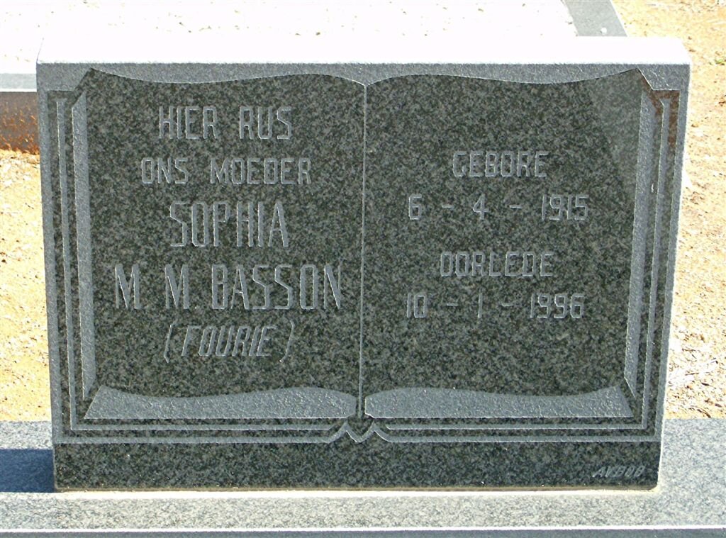 FOURIE Sophia M.M. nee BASSON 1915-1996