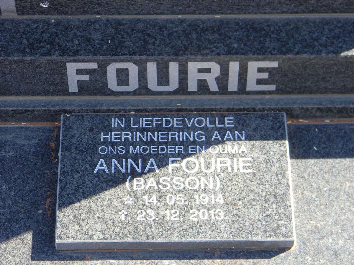 FOURIE Anna nee  BASSON 1914-2013